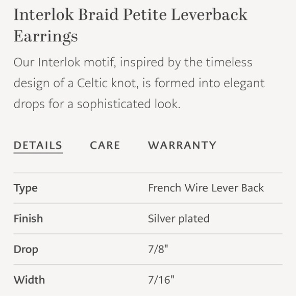 BRIGHTON NWT Interlok Braid Petite Leverback Earrings in Silver • Celtic Knot - Picture 7 of 13